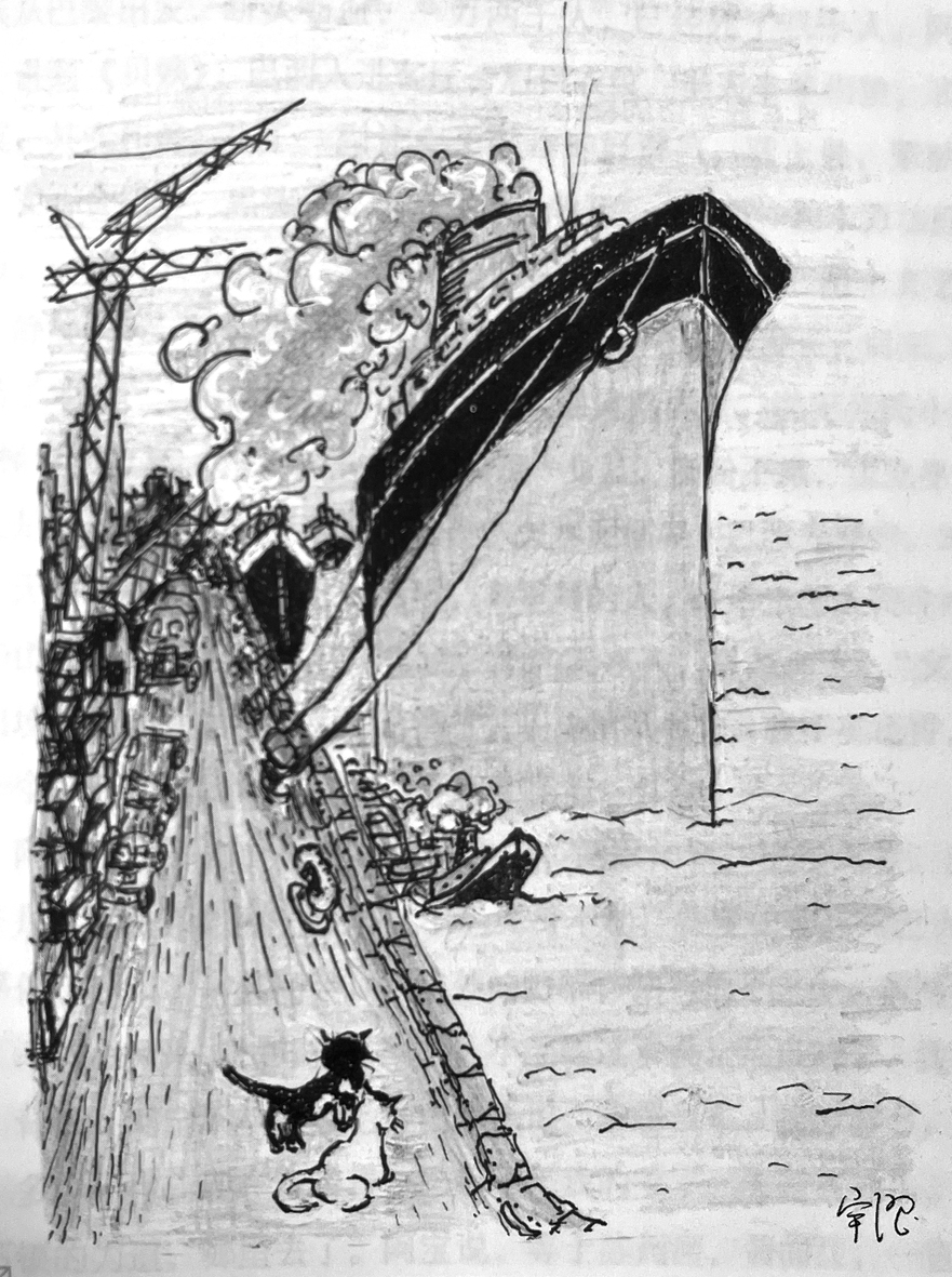 文中提到一动不动的江鸥,我始终找不准位置,画在哪里才好,最后,就这样了