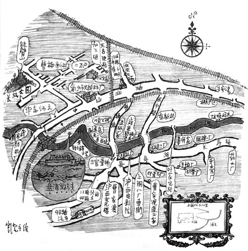 七十年代沪西局部,按记忆所画。所有工厂,现已经拆除殆尽