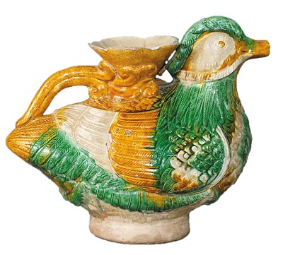 辽三彩鸳鸯形壶