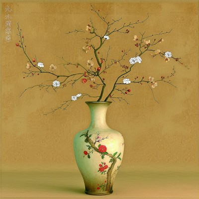 用AI绘画工具制作的梅花“九九消寒图”。制作:李世奇、孟扬