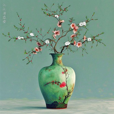 用AI绘画工具制作的梅花“九九消寒图”。制作:李世奇、孟扬