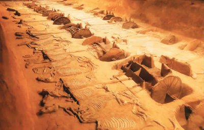 熊家冢墓地1号车马坑侧影