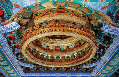 北京古代建筑博物馆藏隆福寺万善正觉殿天宫藻井。 吕胜利摄(影像中国)