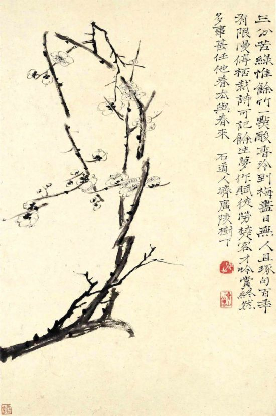 清 石涛 细笔《花卉册墨梅》