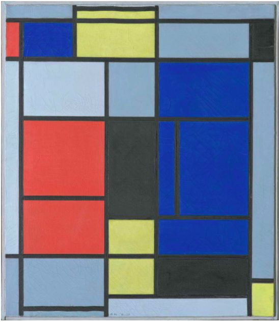 蒙德里安,《绘画 I》,1921/1925,布面油画,贝耶勒基金会藏(贝耶勒基金会展品)