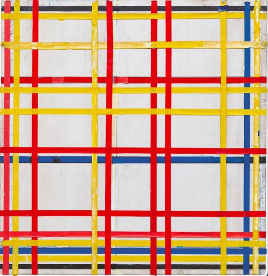 蒙德里安,《纽约城一号》,1941年,布面油画和纸,德国杜塞道夫美术馆藏(贝耶勒基金会展品)